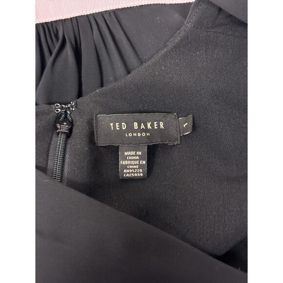 Ted Baker Dress 1 / XS Womens Black & Pink Bow Lace Detail A Line Fit Flare - Picture 7 of 8